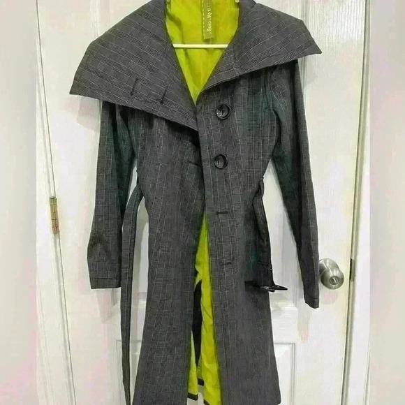 Soia & Kyo Jackets & Blazers - Soia & Kyo Women Black Houndstooth  Blend Trench Coat small Classic Preppy